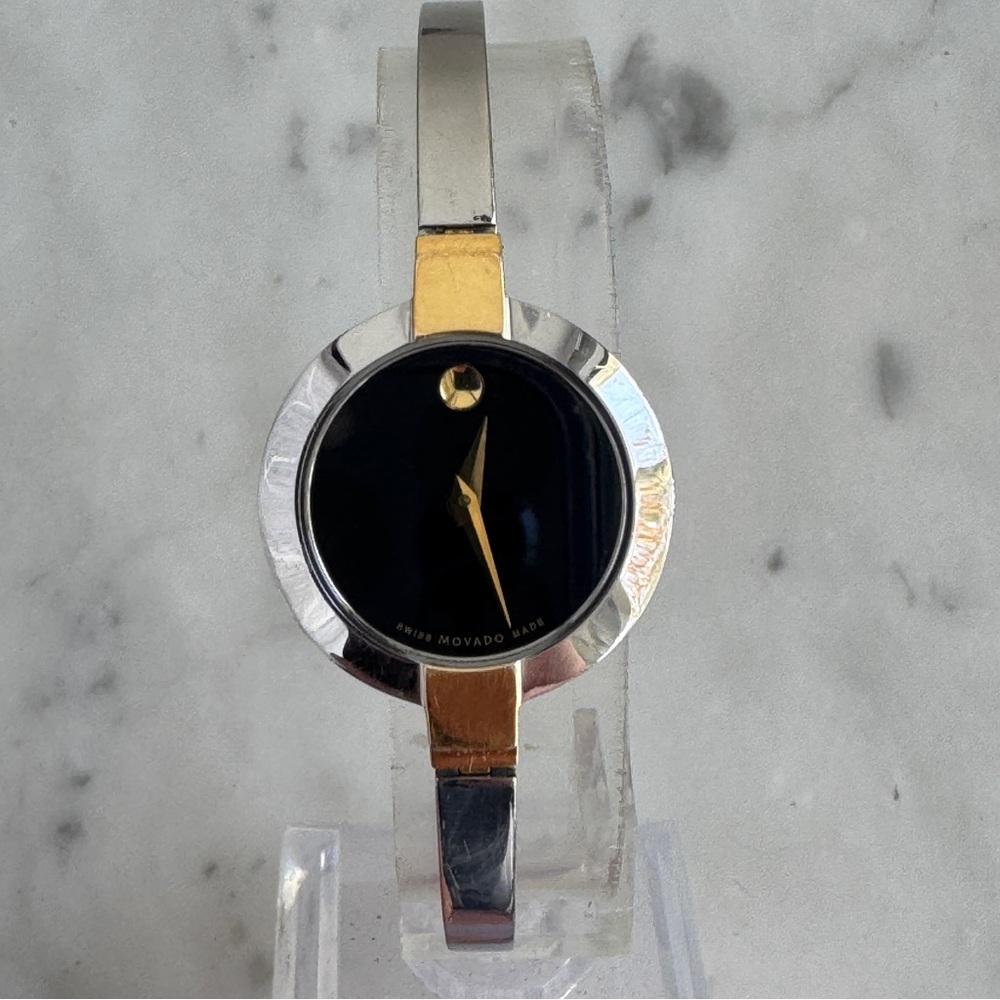 Movado Bela Museum Dial Watch w/ New Battery and Goldtone Trim